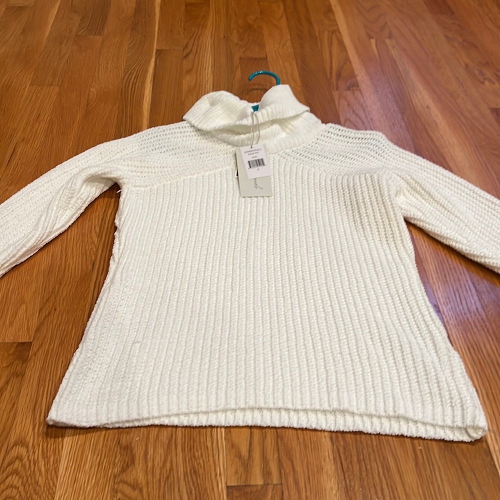 Small white turtleneck sweater
